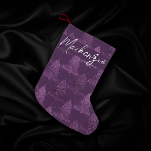 Moody Tree Pattern   Deep Plum Purple Custom Small Christmas Stocking