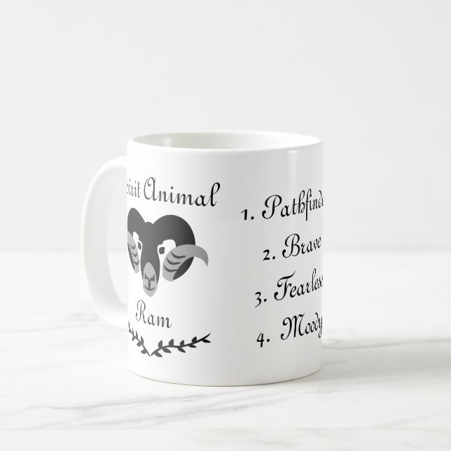 Moody Tribal Aries Totem Spirit Animal Coffee Mug (Front Left)