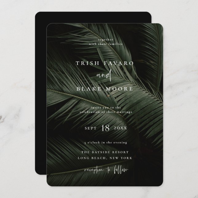 Moody Tropics Wedding Invitation (Front/Back)