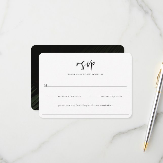 Moody Tropics Wedding RSVP Card (Front/Back In Situ)