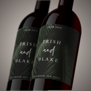 Moody Tropics Wedding Wine Label