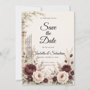 Moody Vintage Garden Romance Wedding Save The Date