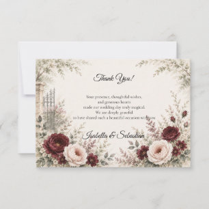 Moody Vintage Garden Romance Wedding Thank You Card
