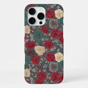 Moody Vintage Red and Teal Rose Floral Phone Case