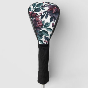 Moody Watercolor Botanical Blooms Floral Golf Head Cover