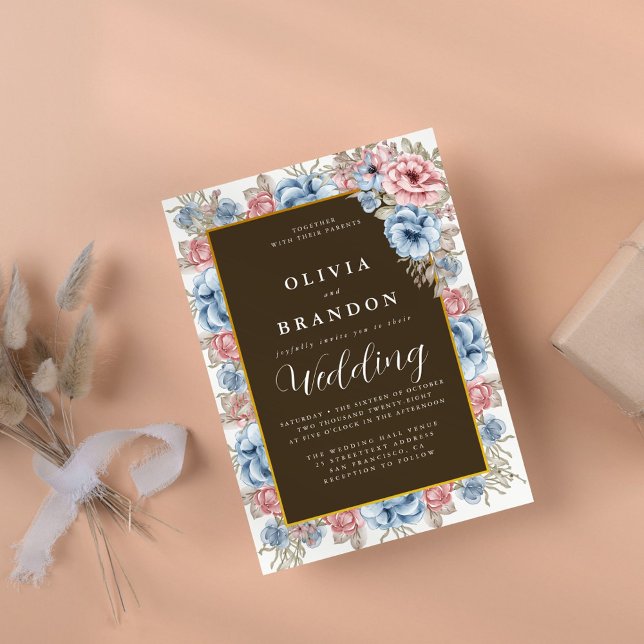 Moody Watercolor Floral Rustic Wedding Invitation (Creator Uploaded)
