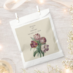 Moody Watercolor Purple Tulips Wedding Favor Favour Bag
