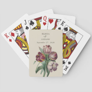 Moody Watercolor Purple Tulips Wedding Favour Playing Cards