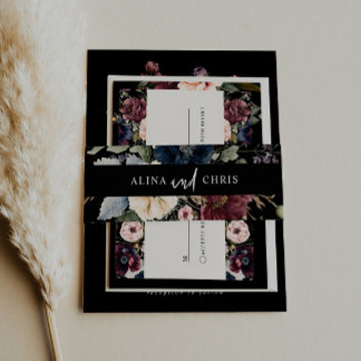 Moody Wedding Invitation Belly Band