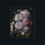 Moody White Peony  Wedding Arch Invitation Postcard<br><div class="desc">Moody white peony floral wedding suite inspired by Dutch styles.</div>