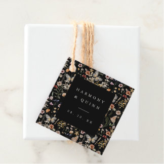 Moody Wildflower Butterfly Wedding Favour Tags