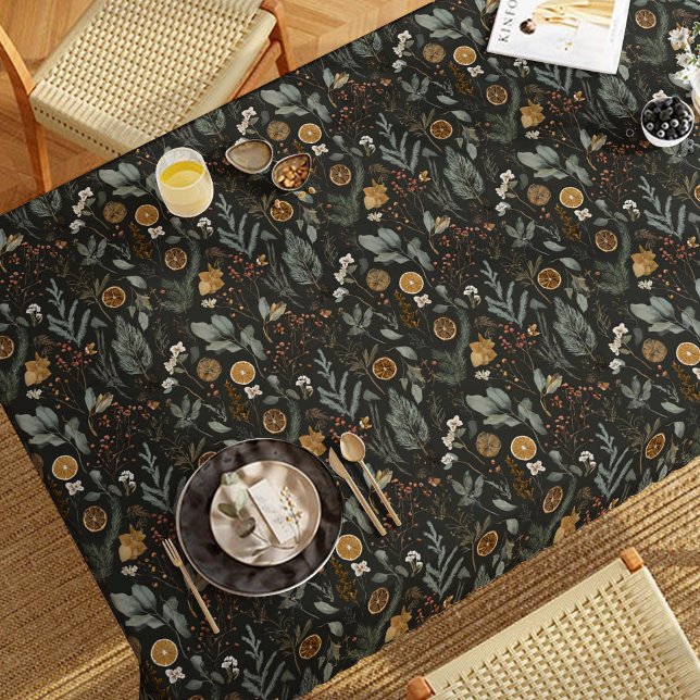 Moody Winter Botanical Christmas Holiday Tablecloth (Creator Uploaded)