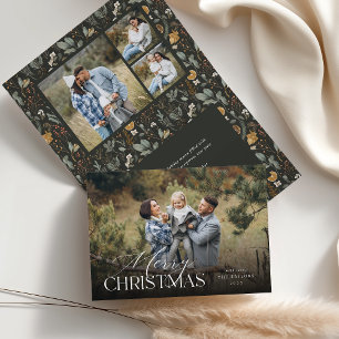 Moody Winter Botanical Horizontal Photo Folded Holiday Card