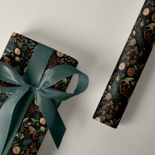 Moody Winter Botanical Pattern Christmas Wrapping Paper