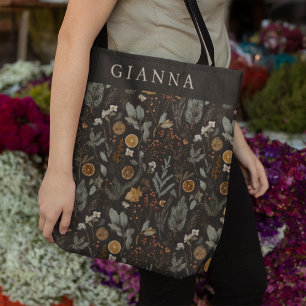 Moody Winter Botanical Personalised Tote Bag