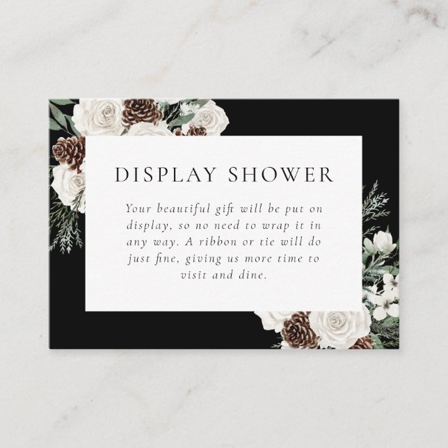 Moody Winter Greenery Bridal Shower  Enclosure Card (Front)