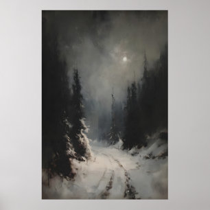 Moody Winter Landscape Printable Snowy Forest Path Poster