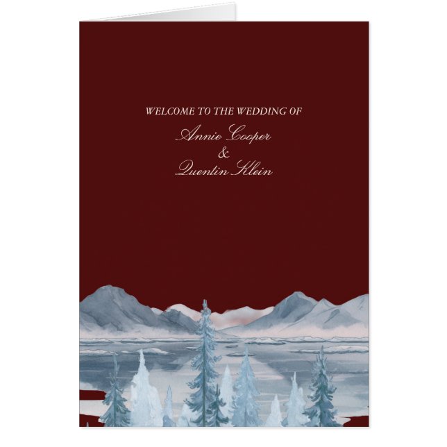 Moody Winter Mountain Wedding Ceremony Program (Front)