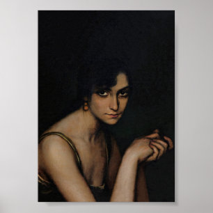 Moody Woman Portrait Vintage Art Poster
