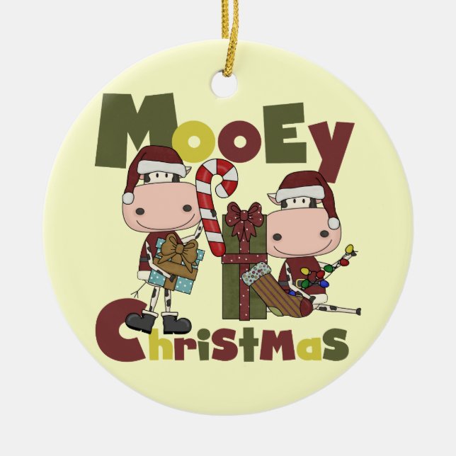 Mooey Christmas Ceramic Ornament (Front)