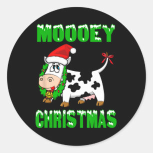Mooey Christmas - Christmas Cow  Classic Round Sticker