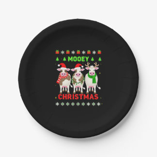 Mooey Christmas Cow Christmas Ugly Sweater Pajama  Paper Plate