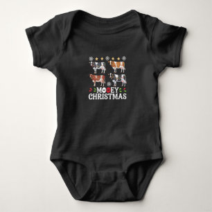 Mooey Christmas Cow Lover Holiday Farm Farmer Baby Bodysuit