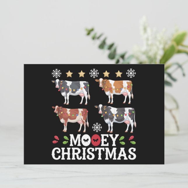 Mooey Christmas Cow Lover Holiday Farm Farmer Card (Standing Front)
