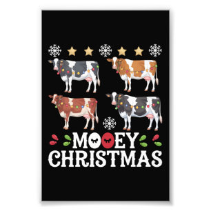Mooey Christmas Cow Lover Holiday Farm Farmer Photo Print
