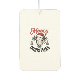 Mooey Christmas Cow Santa Hat Vintage Engraving De Car Air Freshener