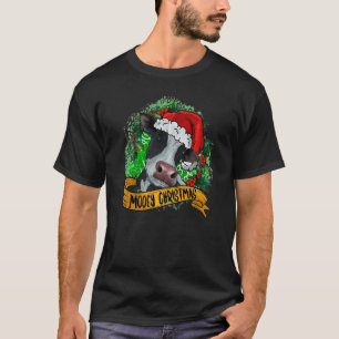 Mooey Christmas Cow Santa Heifer Farmer Love Highl T-Shirt