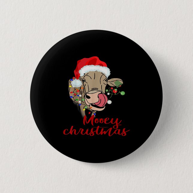 Mooey Christmas Cow T Shirt Heifer Farmer Xmas Gif 6 Cm Round Badge (Front)