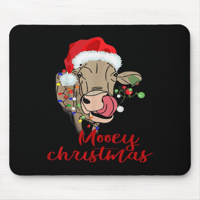 Mooey Christmas Cow T Shirt Heifer Farmer Xmas Gif Mouse Pad (Front)