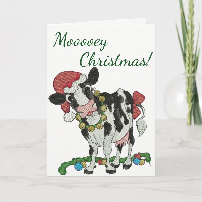Mooey Christmas! Cow-Themed Christmas Card (Front)