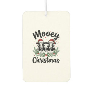 Mooey Christmas Cow Vintage Engraving Shirt Design Car Air Freshener
