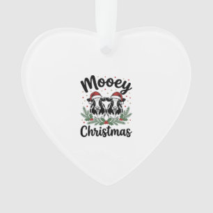 Mooey Christmas Cow Vintage Engraving Shirt Design Ornament