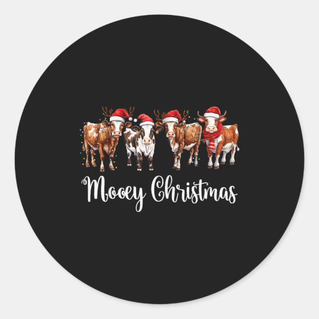 Mooey Christmas Cowgirl Xmas Funny Western Christm Classic Round Sticker (Front)