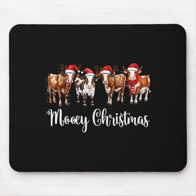 Mooey Christmas Cowgirl Xmas Funny Western Christm Mouse Pad (Front)