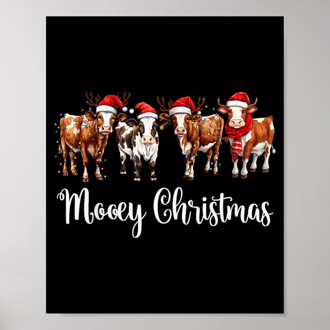 Mooey Christmas Cowgirl Xmas Funny Western Christm Poster (Front)