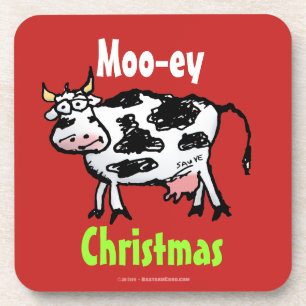 Mooey Christmas Funny Cow Coaster