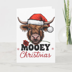 Mooey Christmas Funny Highland Cow Design Xmas Cow Card