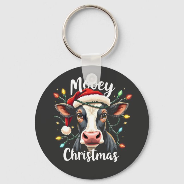 Mooey Christmas Funny Xmas Cow Cattle Lovers  Key Ring (Front)