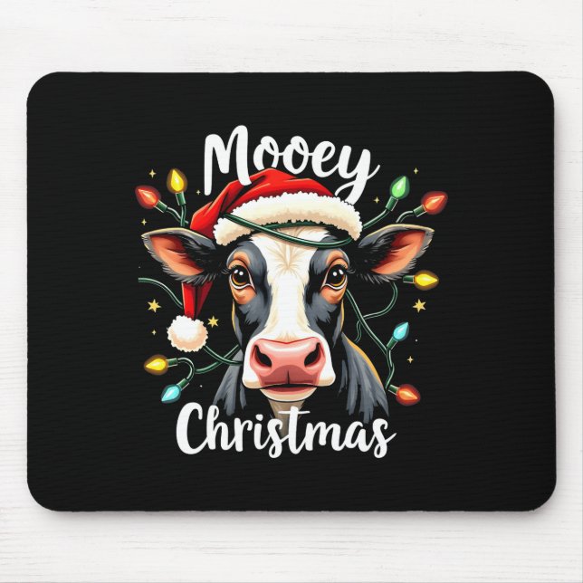 Mooey Christmas Funny Xmas Cow Cattle Lovers  Mouse Pad (Front)