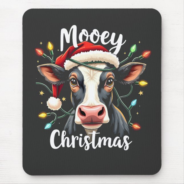Mooey Christmas Funny Xmas Cow Cattle Lovers  Mouse Pad (Front)