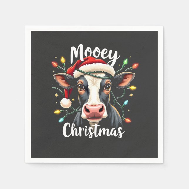 Mooey Christmas Funny Xmas Cow Cattle Lovers  Napkin (Front)