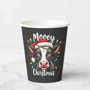 Mooey Christmas Funny Xmas Cow Cattle Lovers  Paper Cups