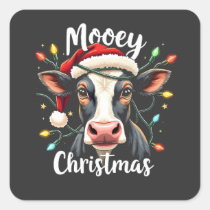 Mooey Christmas Funny Xmas Cow Cattle Lovers Square Sticker