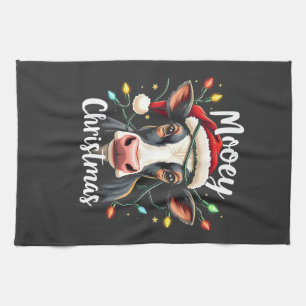 Mooey Christmas Funny Xmas Cow Cattle Lovers Tea Towel