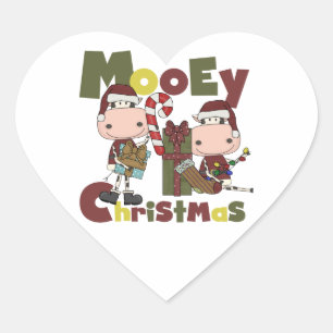 Mooey Christmas Heart Sticker