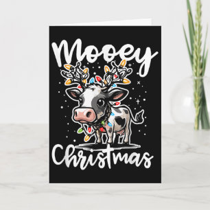 Mooey Christmas Heifer Cow Reindeer Christmas Ligh Card